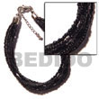 6 Rows Black Multi Glass Beads Bracelet