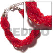 12 Rows Red Twisted Glass Beads Bracelet