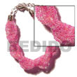 12 Rows Pink Twisted Glass Beads Bracelet