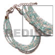 6 Rows Aqua Blue/clear Glass Beads Bracelet