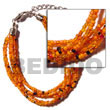 6 Rows Orange Multi Glass Beads Bracelet