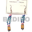Blue Dangling Mahogany W/ Glass Beads Earrings