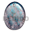 oval 45mm transparent gray Hand Painted Pendant