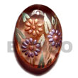 oval 35mmx25mm transparent brown Hand Painted Pendant