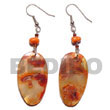 Dangling 21x27mm Oval Orange Shell Earrings