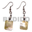 Dangling 25mmx30mm Rectangular Black Shell Earrings