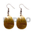 Dangling Teardrop Brownlip 20mmx30mm Shell Earrings