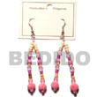 Pink Dangling Limestone Beads Wooden Earrings