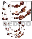 floating golden brown kabibe shell nuggets in 3 graduated rows o