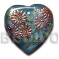Heart 35mm transparent blue resin