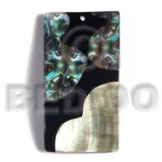 55mmx27mm laminated rectangular paua blacklip shell