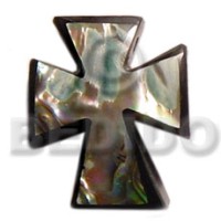 Paua abalone 40mm cross pendant