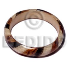 Wood bangle laminated buri raffia tinalak