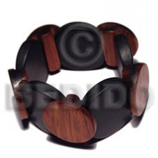 Elastic overlapping round wood bangle