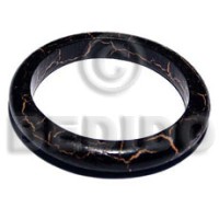 Natural wood bangle in blackcrackle